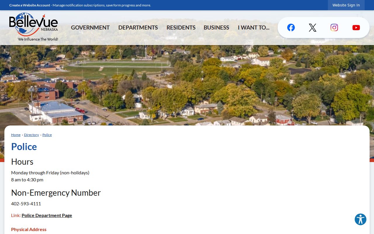 Bellevue Police records office for Bellevue criminal records