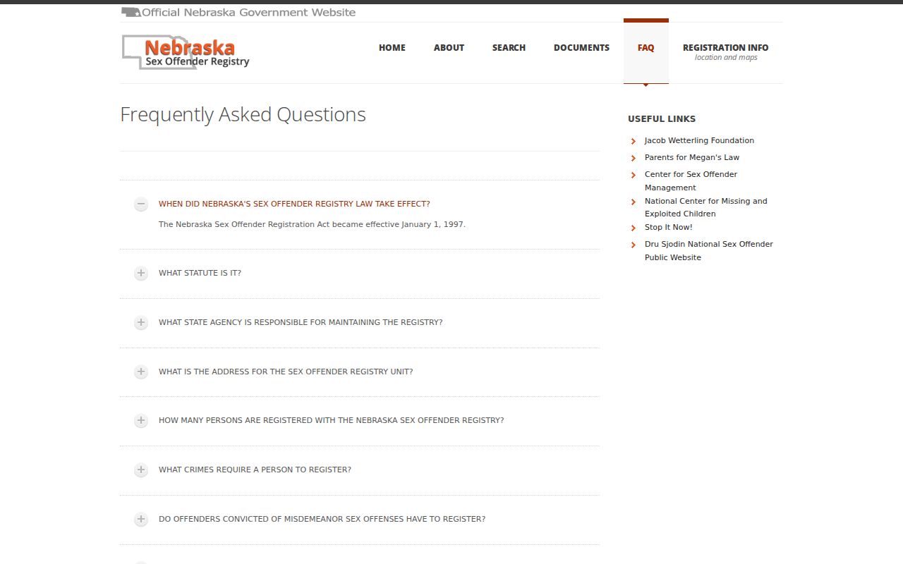 Sarpy County sex offender registry FAQ and legal guidance